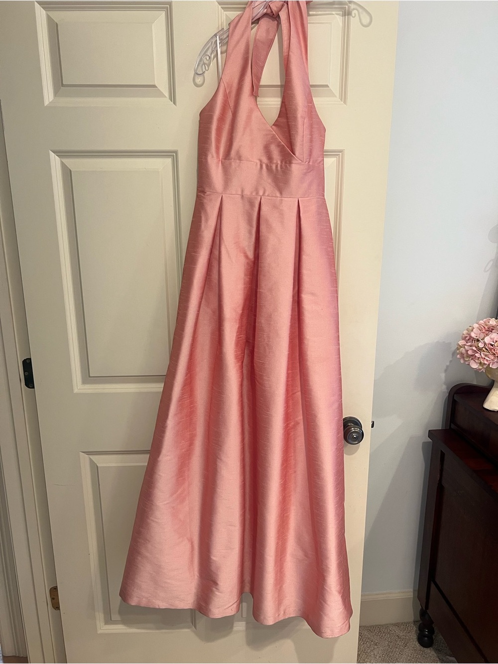 Pink Halter A-Line Bridesmaid Dress
